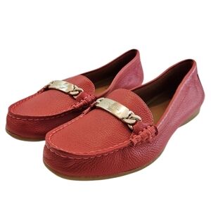 Coach Olive Loafer 8.5B Peach Pebble Grain Leather SlipOn Flat Shoes A7751